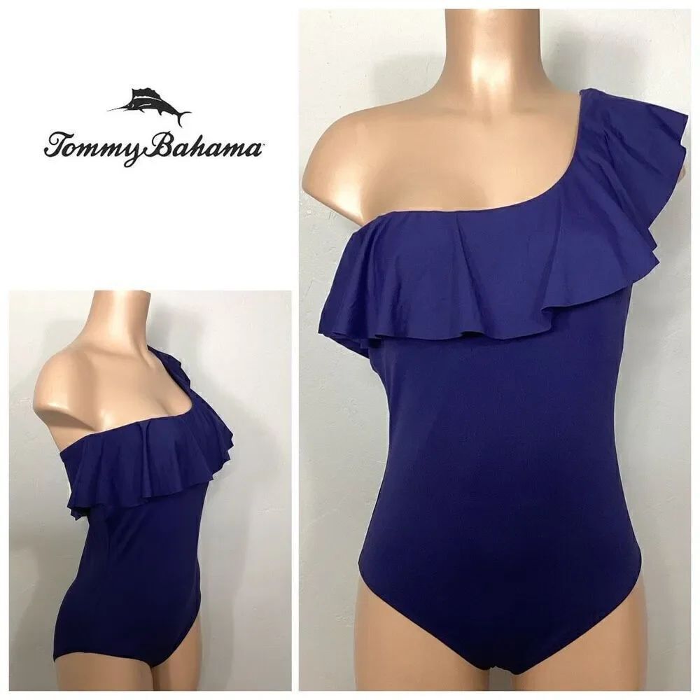 New. Tommy Bahama navy one shouldered swimsuit. Size 12. Retails $159